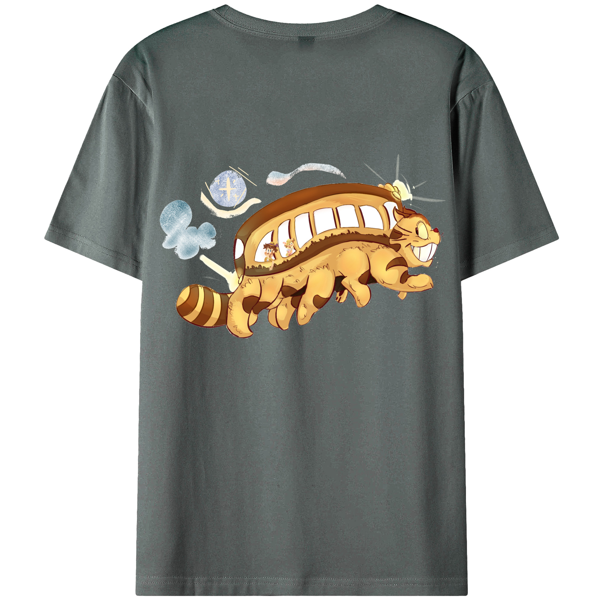 （画像用） となりのトトロ 草壁メイ 草壁サツキ My Neighbor Totoro Satsuki Kusakabe Mei Kusakabe 綿100％ メンズ半袖Tシャツ（バックプリント） 通気性